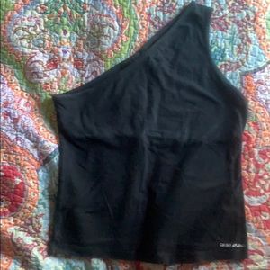 Black DKNY one shoulder shirt